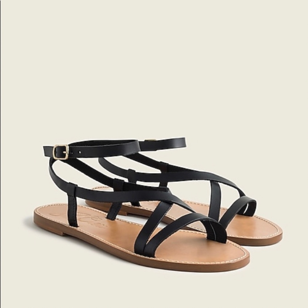 NIB J.Crew Flat‎ Strappy Sandals - Vachetta Sandals